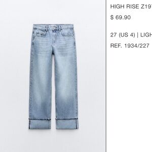 NWT Zara high rise straight leg jean.  Size 4. Still full price on Zara